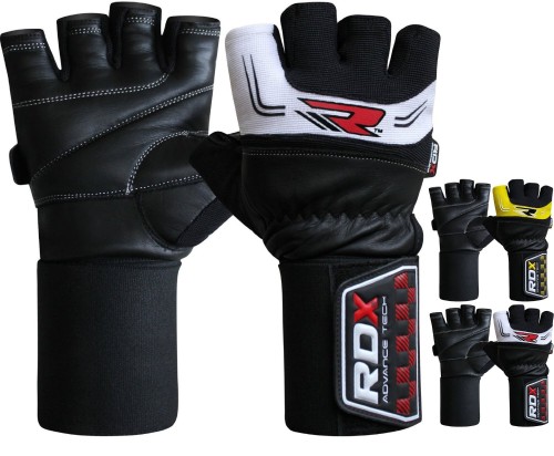 Rdx leather palm hand support handles workout gym belt fr gloves 